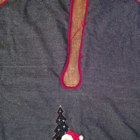 Santa Snowman Christmas Tree Skirt Green Sparkly Prima Creations 43" Primitive - Picture 6 of 8